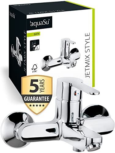 'aquaSu® Badewannenarmatur Jetmix Style, mit Typ 1/2 '' Brauseabgang unten und Umstell-Funktion, Einhebelmischer Messing, Aufputz-Armatur Badewanne in Chrom, 78782 6 von aquaSu