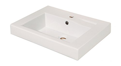 'aquaSu® Eckiger Waschtisch linHa | Weißes Waschbecken mit Clean-Glasur | 60 x 45 cm | Wandhängendes Handwaschbecken aus Keramik | Verchromter Überlauf | Weiß | 56103 7 von aquaSu