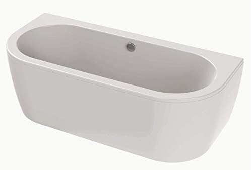 'aquaSu® Acryl-Badewanne valenTia 180 x 80 cm mit Schürze | ovale Duo-Badewanne | 135 cm Liegefläche | mittig platzierter Ablauf | vormontierte Schürze | Ablage | Wanne 180x80 cm | weiß | 80195 9 von aquaSu