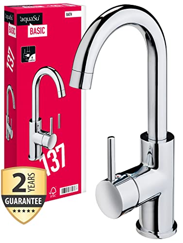 'aquaSu® Basic 78813 7 Einhandmischer Lea für Waschtisch seitlicher Hebel, Chrom von aquaSu