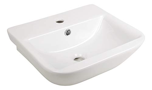 'aquaSu® Handwaschbecken leNado, 45 cm breit, kleiner Waschtisch in eckiger Form, Waschbecken in weiß von aquaSu