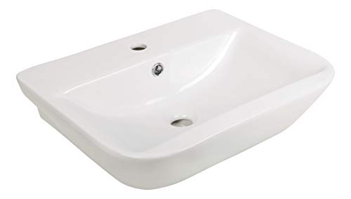 'aquaSu® Handwaschbecken leNado, 55 cm breit, Waschtisch in eckiger Form, Waschbecken in weiß von aquaSu