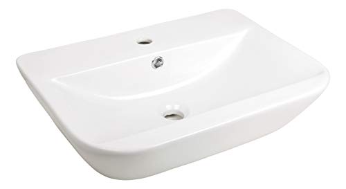 'aquaSu® Handwaschbecken leNado, 60 cm breit, Waschtisch in eckiger Form, Waschbecken in weiß von aquaSu