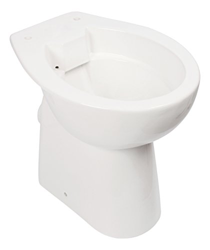 'aquaSu® Spülrandloses Stand-WC Igeno | +7 cm Erhöhung | Tiefspüler mit waagerechtem Abgang | Tiefspül-WC ohne Spülrand | Erhöhte Toilette bodenstehend | Sanitärkeramik in weiß | 57103 6 von aquaSu