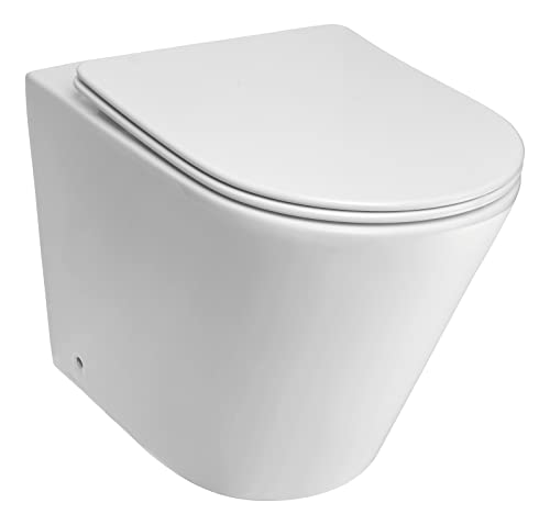 'aquaSu® Stand WC spülrandlos Set Quinn, Design WC, Tiefspüler, Keramik, Abgang waagerecht oder senkrecht, Slimline WC-Sitz mit Absenkautomatik, Duroplast Toilettendeckel, Weiß, 57056 5 von aquaSu