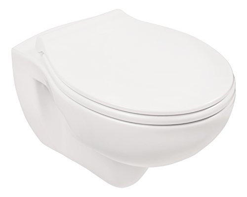 'aquaSu® Wand-WC-Set, Tiefspüler, Spülrandlose Toilette, Hängetoilette, Einfache Reinigung, weiß von aquaSu