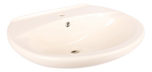 AquaSu® Waschtisch 65 cm, halbrundes Keramik Waschbecken, Sanitärfarbe Pergamon, Hergestellt in der EU, Breite 65 cm, Tiefe 54 cm, Handwaschbecken mit Überlaufschutz, Badezimmer, Nostalgie, 56146 4 von aquaSu