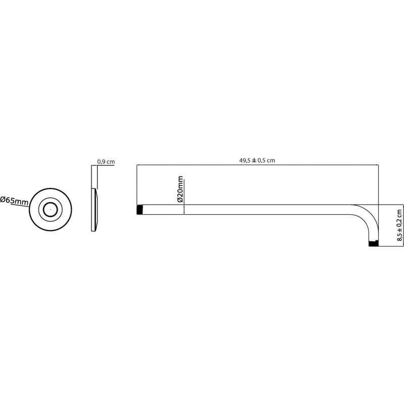 aquaSu Brausearm Remo für Kopfbrause Unterputzmontage  50 cm Chrom von AquaSu