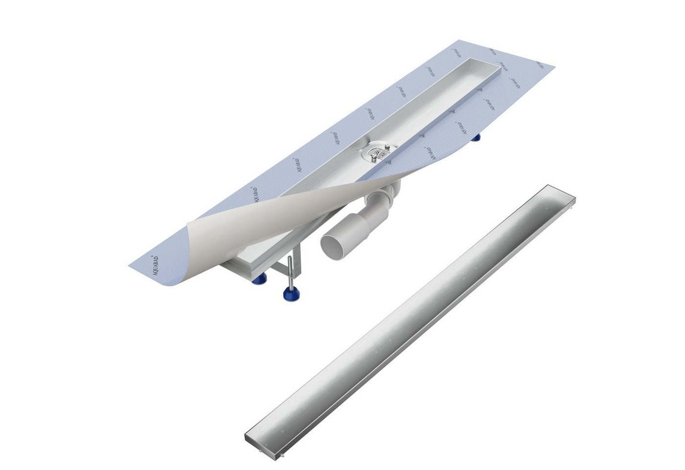 Aquabad® Duschrinne SDS Pro Edelstahl Duschablauf, Haarsieb, Viega-Siphon, Komplett-Set, Blende: Befliesbar von Aquabad®