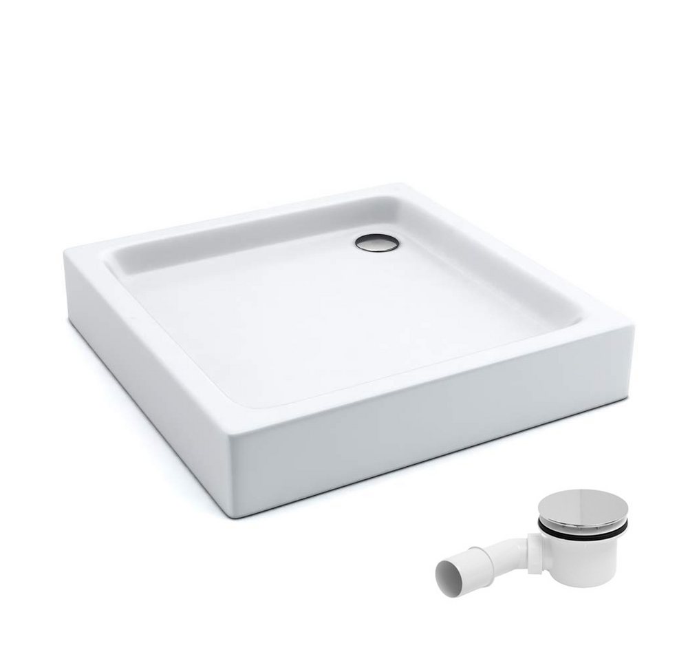 Aquabad® Duschwanne FORTA, Quadrat, Acryl, 1-St., Duschwanne + Ablaufgarnitur, 80x80 cm von Aquabad®