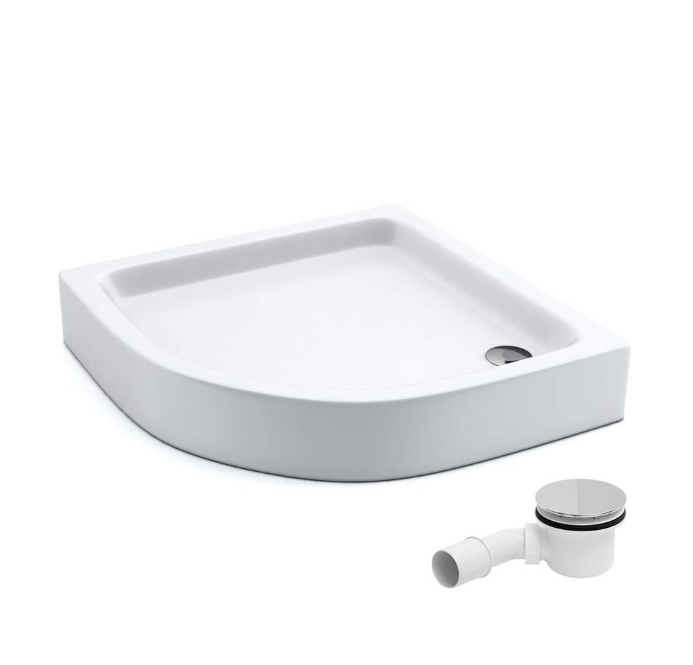 Aquabad® Duschwanne Komplettset FORTA, Viertelkreis, Acryl, 1-St., Duschwanne + Ablaufgarnitur, 90x90 cm R55 von Aquabad®