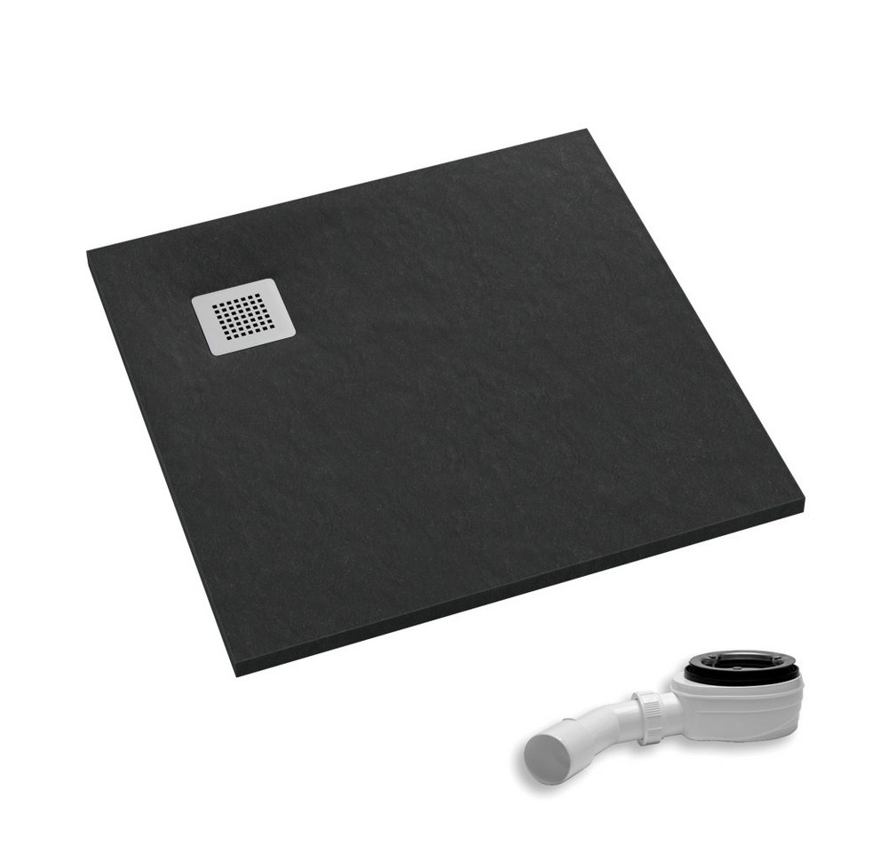 Aquabad® Duschwanne PALAST Black Stone inkl. Ablaufgarnitur, Quadrat, Acryl, 1-St., Duschwanne + Ablaufgarnitur, 80x80 cm von Aquabad®