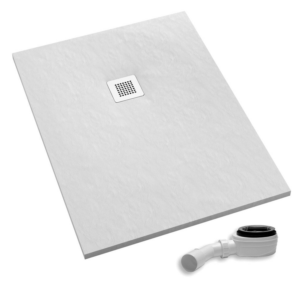 Aquabad® Duschwanne PALAST White Stone inkl. Ablaufgarnitur, Rechteck, Acryl, 1-St., Duschwanne + Ablaufgarnitur, 70x90 cm von Aquabad®
