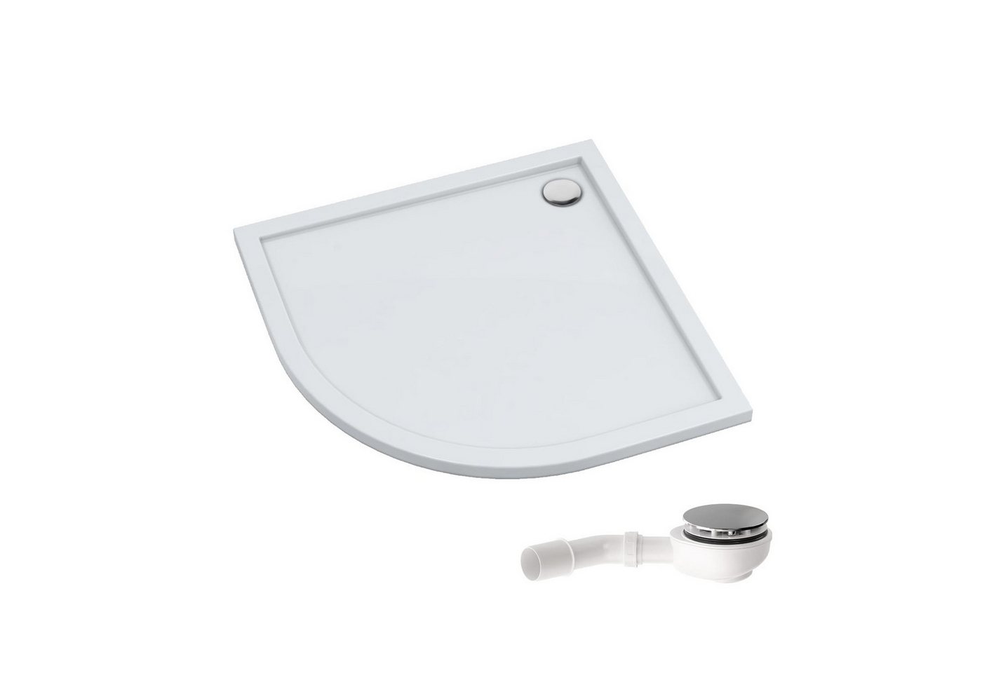 Aquabad® Duschwanne VILLA Smooth White inkl. A9.200 Ablaufgarnitur, Viertelkreis, Acryl, 1-St., Duschwanne + Ablaufgarnitur A9.200, 80x80 cm von Aquabad®