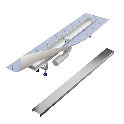 Aquabad Komplett-Set - Duschrinne 60 cm SDS Pro aus Edelstahl inkl. Haarsieb, Abgang waagerecht, Blende Bord und Grundkörper-Set von Aquabad