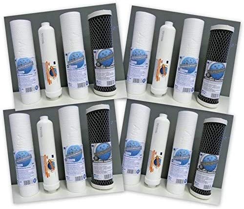 4 x Filtersatz für 5-stufige Umkehrosmose Wasserfilter Filter Set 500 GPD / 300 GPD Top Flow Osmose von Aquafilter