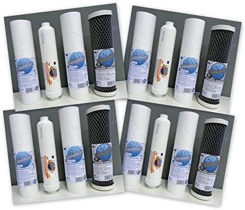 4 x Filtersatz für 5-stufige Umkehrosmose Wasserfilter Filter Set 500 GPD / 300 GPD Top Flow Osmose von aquafilter