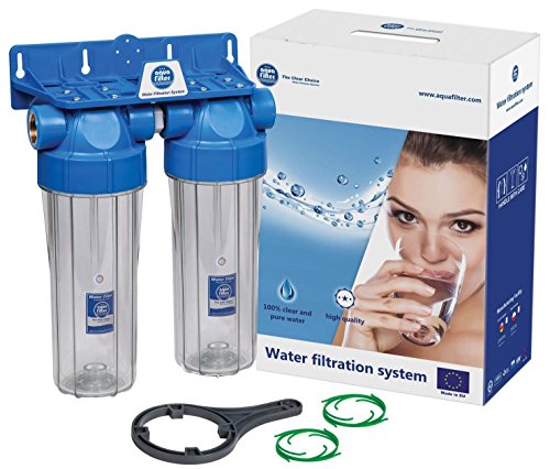 Double 10"Filtergehäuse Set zweistufiges Wasserfiltrationssystem 3/4" Anschluss Double 10"Filtergehäuse Set zweistufiges Wasserfiltrationssystem 3/4" Anschluss von Aquafilter
