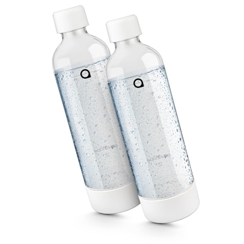 Aquafloow 2x Wassersprudler Ersatzflasche für Wassersprudler-Saturator, Hochwertige 800ml PET Flasche | Prickelnde Erfrischung | Kunststoff Trinkflasche BPA-FREI, Kompatibel | 0,8L Weiß von Aquafloow