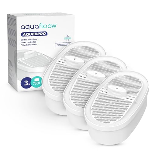Aquafloow Wasserfilter Kartuschen 3er-Set Ersatzfilter für Waterdrop Wasserspender, Filterkannen | Filterkapazität 750 L, 7-stufige Filterung | Kompatibel mit WD-WFD-24 WD-PT-05P WD-PT-07W WD-WFD-40 von Aquafloow