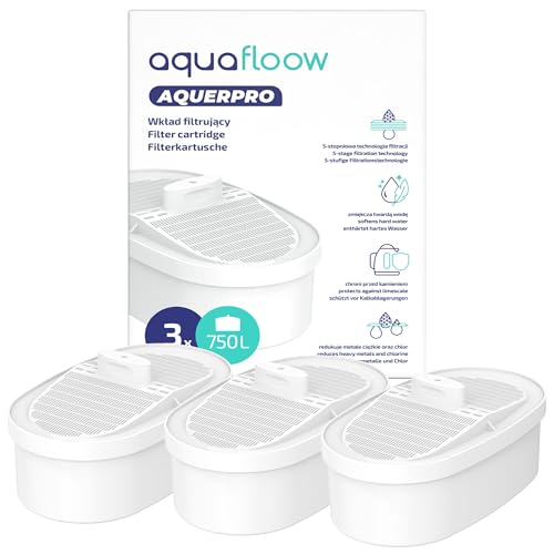 Aquafloow Wasserfilter Kartuschen 3er-Set Ersatzfilter für Waterdrop Wasserspender, Filterkannen | Filterkapazität 750 L, 7-stufige Filterung | Kompatibel mit WD-WFD-24 WD-PT-05P WD-PT-07W WD-WFD-40 von Aquafloow