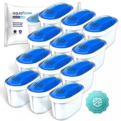 Aquafloow Magnesium Wasserfilter Kartuschen kompatibel mit BRITA Maxtra+, Style, Marella, Elemaris, XL, Fun - 12er Pack von Aquafloow