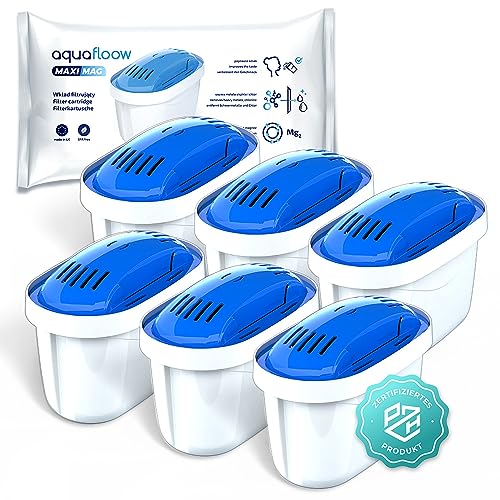 Aquafloow Magnesium Wasserfilter Kartuschen kompatibel mit BRITA Maxtra+, Style, Marella, Elemaris, XL, Fun – 6er Pack von Aquafloow