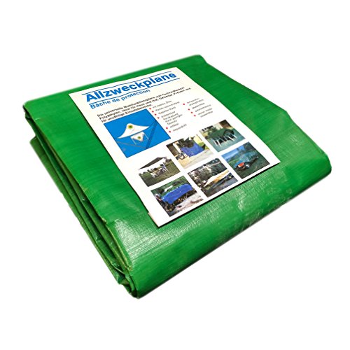 Aquagart Abdeckplane Gewebeplane 10x12m wasserdicht 150g I 120qm Gewebe-Plane mit Ösen grün I Gartenplane Bootsplane von Aquagart