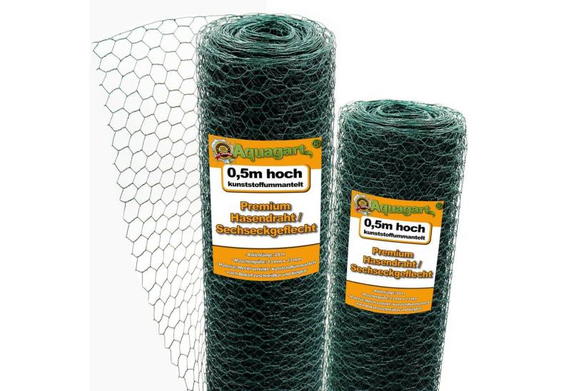 Aquagart Hasendraht 40m Sechseckgeflecht Hühner Kaninchendraht grün Hasendraht 50cm, (1-St) von Aquagart