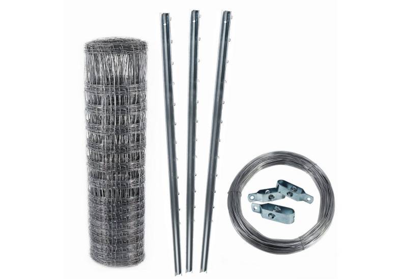 Aquagart Wildzaun 100m Wildzaun Weidezaun 150/19/15 + Pfosten+ Spanndraht, (1-St) von Aquagart