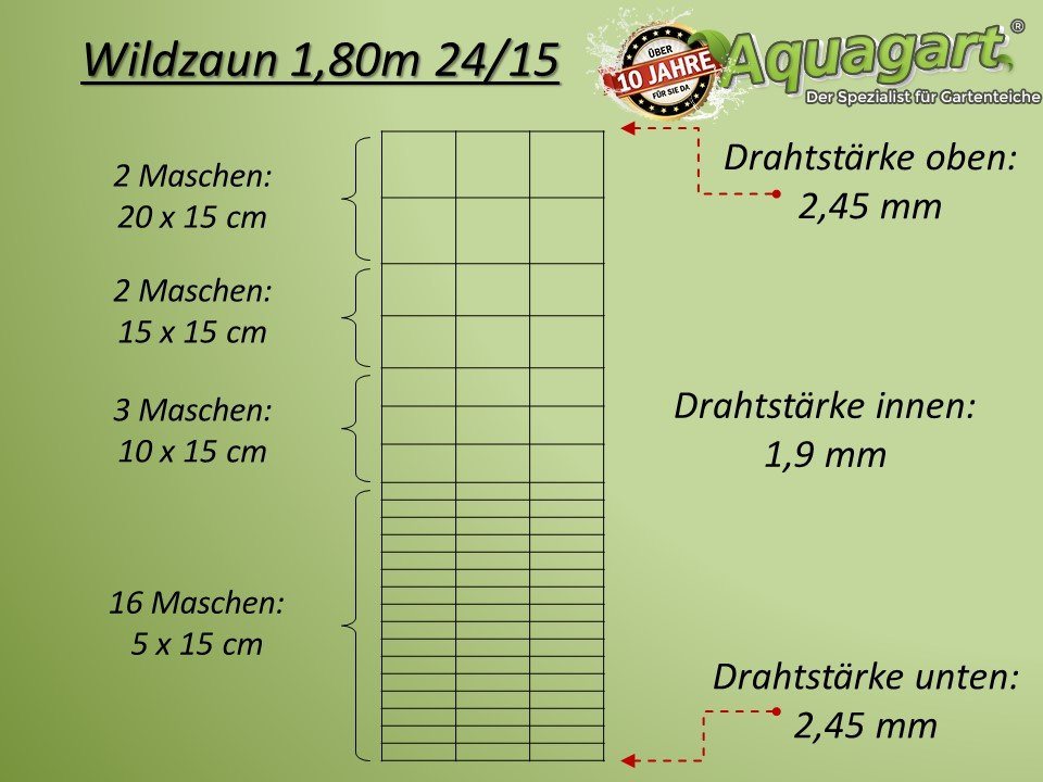 Aquagart Profil 200m Wildzaun Forstzaun Weidezaun 180/24/15 Schwere Ausführung+ von Aquagart