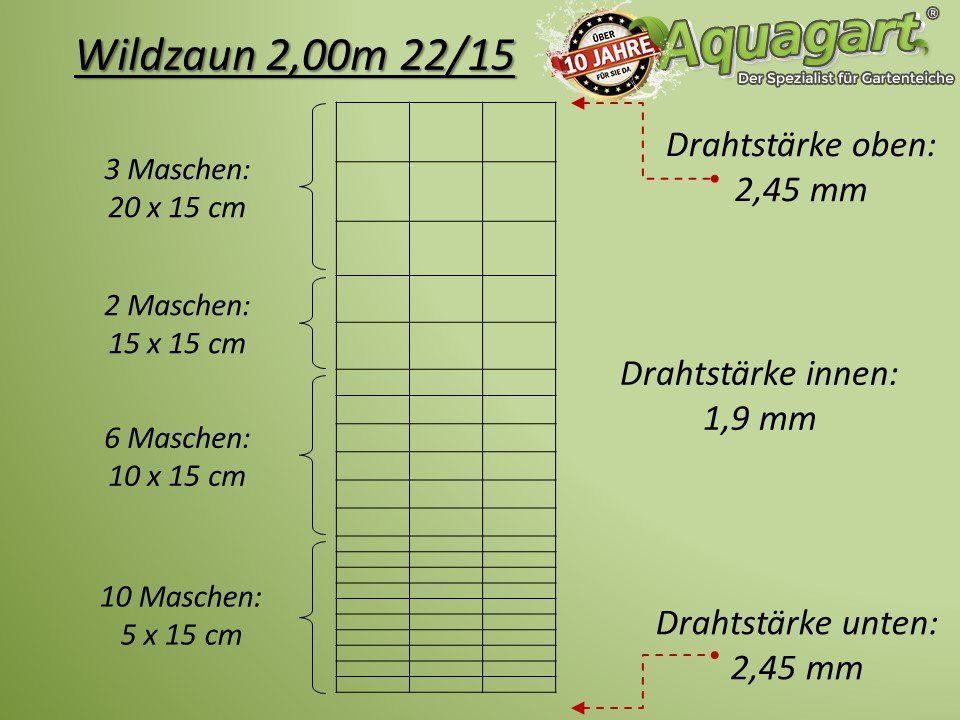 Aquagart Profil 200m Wildzaun Forstzaun Weidezaun 200/22/15 Schwere Ausführung + von Aquagart