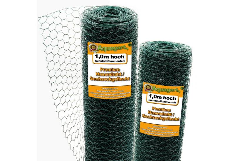 Aquagart Hasendraht 20m Sechseckgeflecht Hühner Kaninchendraht grün Hasendraht 100cm, (1-St) Aquagart Hasendraht 20m Sechseckgeflecht Hühner Kaninchendraht grün Hasendraht 100cm, (1-St) von Aquagart