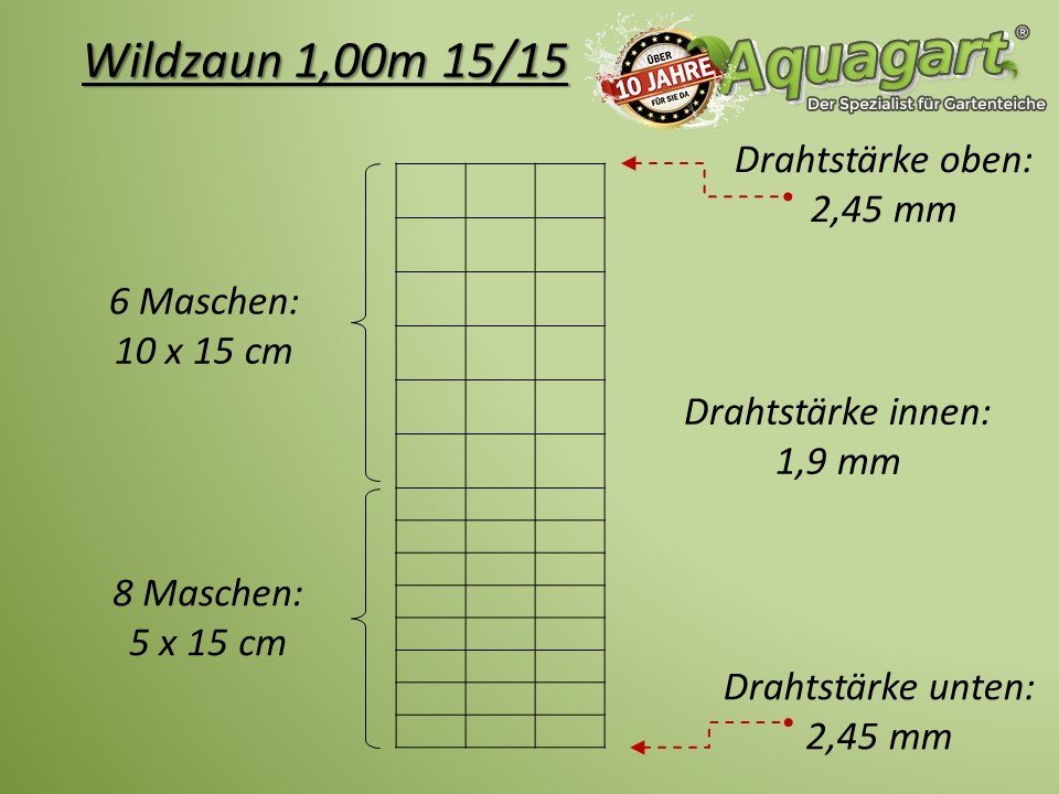 Aquagart Profil 300m Wildzaun Forstzaun 100/15/15+ Z-Profil Zaunpfosten Weidezaun von Aquagart