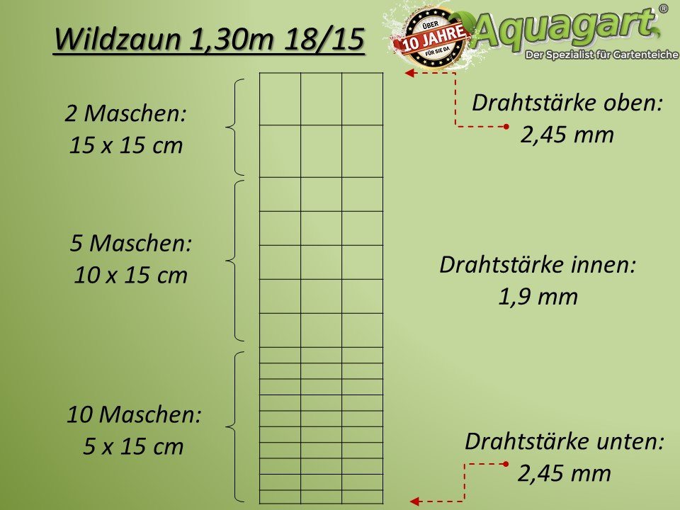 Aquagart Profil 300m Wildzaun Forstzaun Weidezaun 130/18/15 Schwer + Z-Profil von Aquagart
