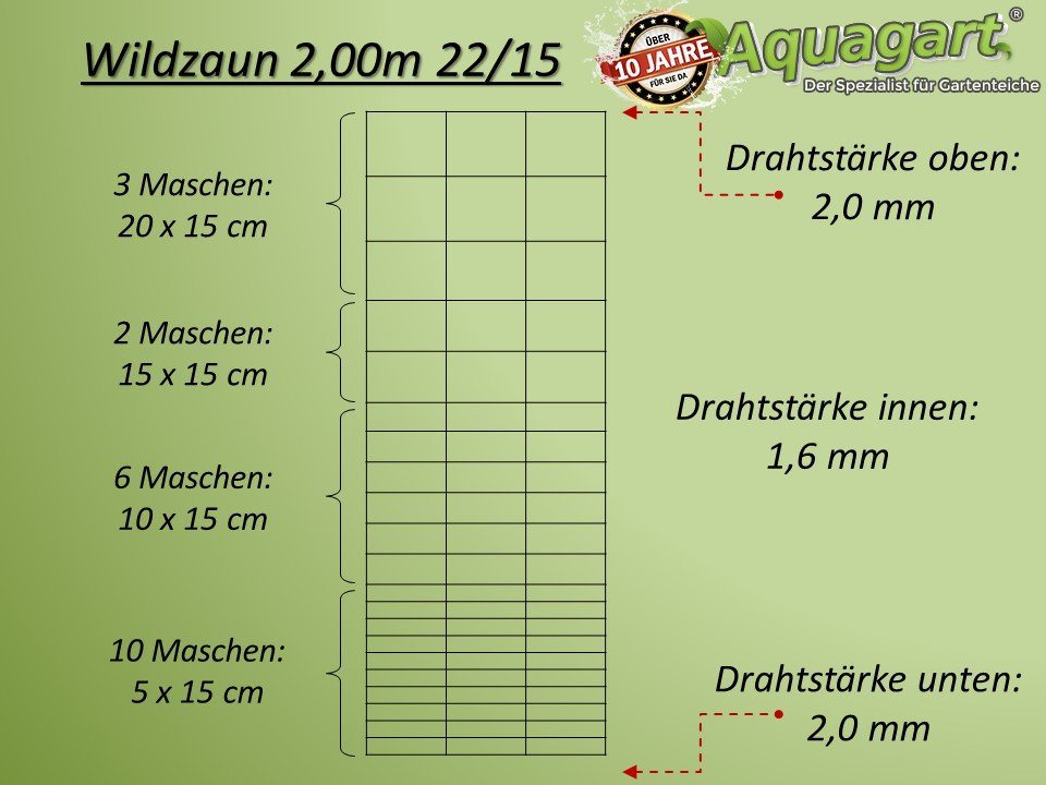 Aquagart Profil 300m Wildzaun Forstzaun Weidezaun 200/22/15+ Z-Profil Zaunpfosten von Aquagart