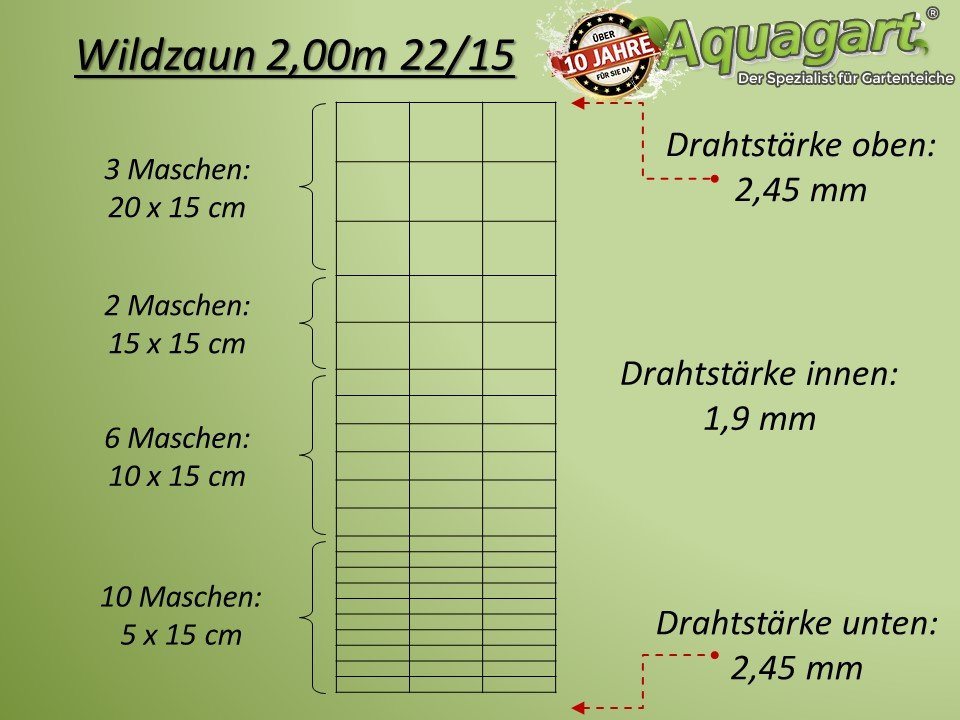 Aquagart Profil 350m Wildzaun Forstzaun Weidezaun Drahtzaun 200/22/15 Schwere von Aquagart