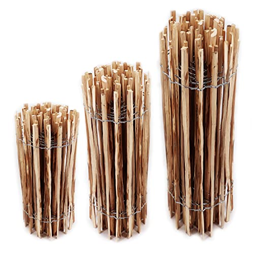 Aquagart Staketenzaun verschiedene Höhen (Haselnuss 10m x 50cm) Lattenabstand 4-6cm Gartenzaun Kastanienzaun aus Haselnuss Langlebiger Holzzaun Holz Zaun mit doppelter Drahtumspannung Rollzaun von Aquagart