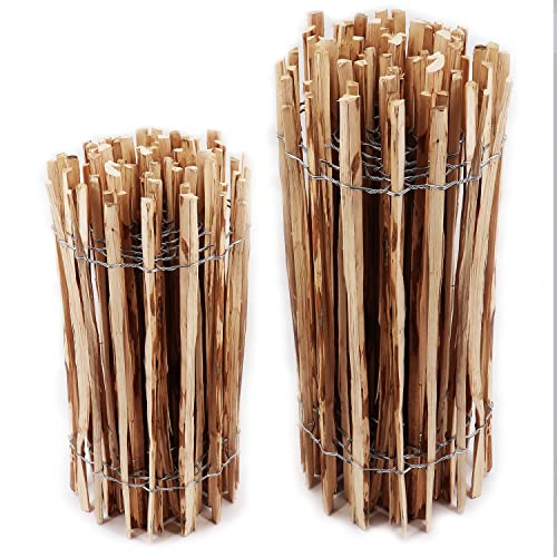 Aquagart Staketenzaun verschiedene Höhen (Haselnuss 5m x 50cm) Lattenabstand 4-6cm Gartenzaun Kastanienzaun aus Haselnuss Langlebiger Holzzaun Holz Zaun mit doppelter Drahtumspannung Rollzaun von Aquagart