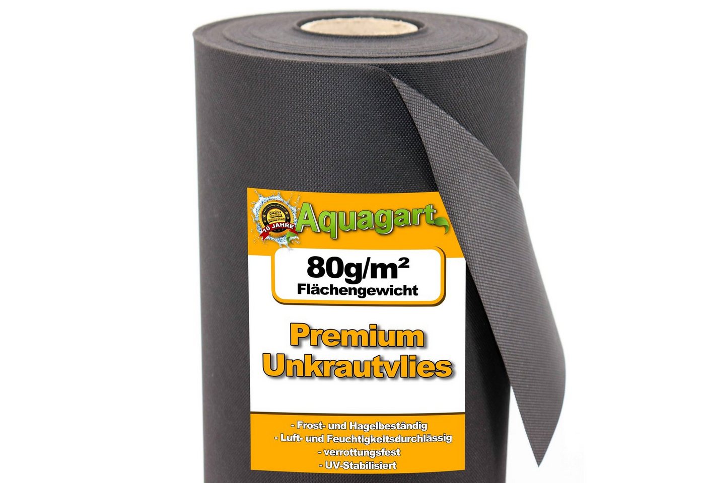 Aquagart Unkrautvlies 10m² Gartenvlies Unkrautvlies Mulchvlies 80g 1,6m breit von Aquagart