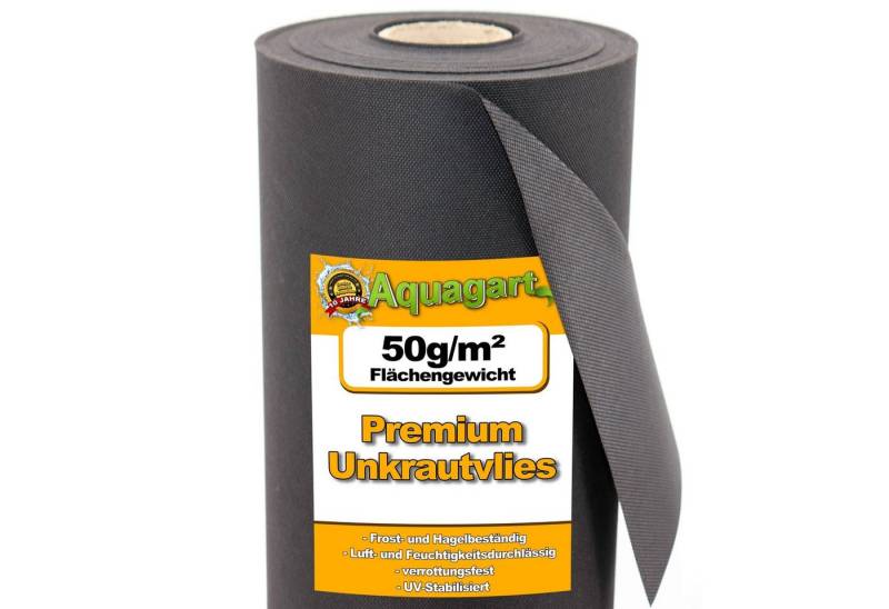 Aquagart Unkrautvlies 16m² Gartenvlies Unkrautvlies Mulchvlies Vlies 50g 1,6m breit von Aquagart