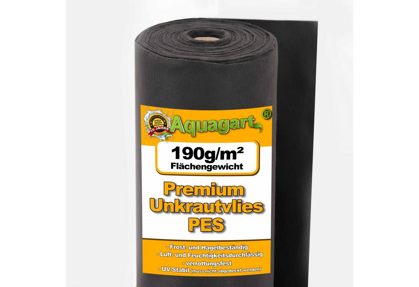 Aquagart Unkrautvlies 25m² Unkrautvlies Gartenvlies Mulchvlies Bodengewebe 190g 1m breit PES von Aquagart