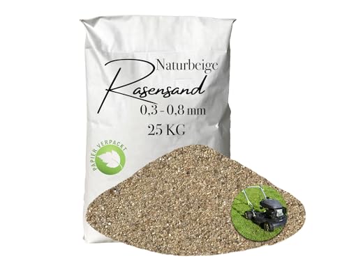 Rasensand 25kg Gartensand Quarzsand 0,3-0,8 mm für Rasenpflege papierverpackt von Aquagran