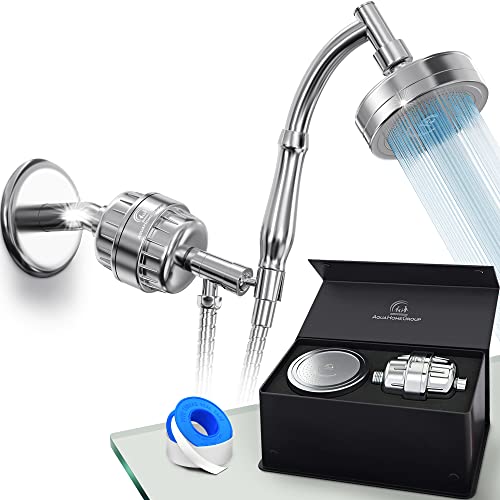 AquaHomeGroup, Handbrause mit Filter, 20+3-Stufen-Duschfilter für hartes Wasser – mit Vitamin C, A und E angereicherter Wasserfilter mit SPA-Effekt – Hochdruck-Duschkopf mit Schlauch AquaHomeGroup, Handbrause mit Filter, 20+3-Stufen-Duschfilter für hartes Wasser – mit Vitamin C, A und E angereicherter Wasserfilter mit SPA-Effekt – Hochdruck-Duschkopf mit Schlauch von Aquahomegroup