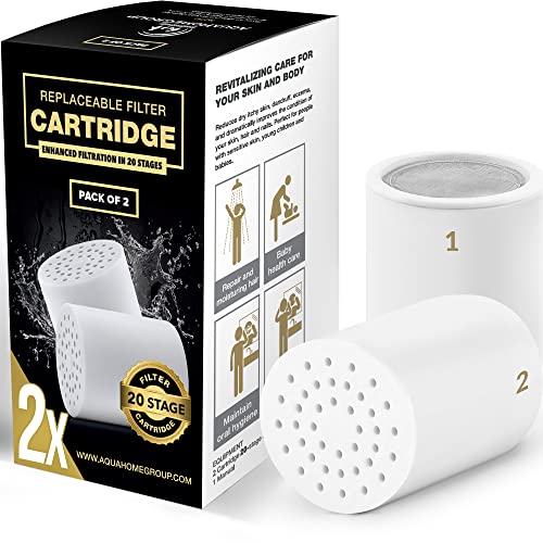 AquaHomeGroup 20-stufige Ersatz-Premium-Filterkartusche, 2er-Pack (kein Gehäuse), kompatibel mit jedem Duschfilter ähnlicher Bauform, 15 und 20 Stufen von Aquahomegroup