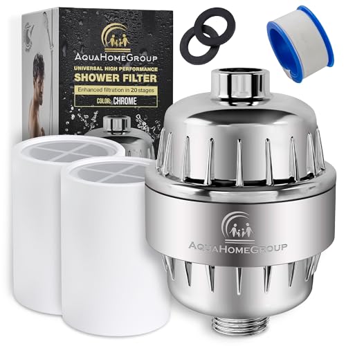 AquaHomeGroup 20 Stufen Duschkopf Wasserfilter Duschfilter Kalk mit Vitamin C - Wasserfilter Dusche zur Entfernung von Chlor und Fluorid - Inklusive 2 Aufsätze - Konstanter Wasserdurchfluss Kalkfilter AquaHomeGroup 20 Stufen Duschkopf Wasserfilter Duschfilter Kalk mit Vitamin C - Wasserfilter Dusche zur Entfernung von Chlor und Fluorid - Inklusive 2 Aufsätze - Konstanter Wasserdurchfluss Kalkfilter von Aquahomegroup