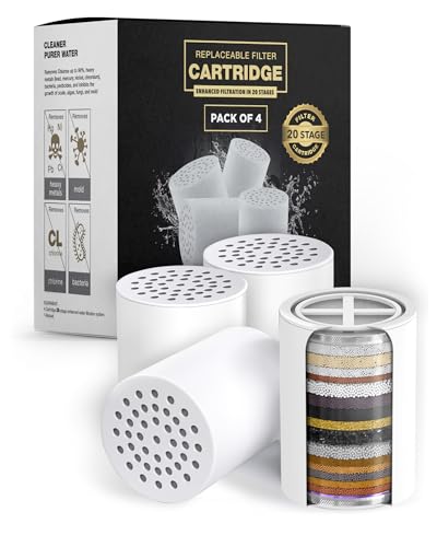AquaHomeGroup 20-stufige Ersatz-Premium-Filterkartusche, 4er-Pack (kein Gehäuse), kompatibel mit jedem Duschfilter ähnlicher Bauform, 15 und 20 Stufen von Aquahomegroup