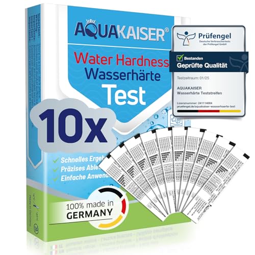 Wasserhärte Teststreifen in °dH – 10 Stück – einzeln versiegelt – Made in Germany – Wasserhärte messen für Trinkwasser, Kaffeemaschine, Pool, Aquarium von Aquakaiser