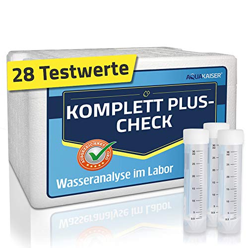 Wassertest Komplett Plus – umfangreicher Wassertest auf 28 Prüfwerte – Legionellen, Schwermetalle, Bakterien… von Aquakaiser