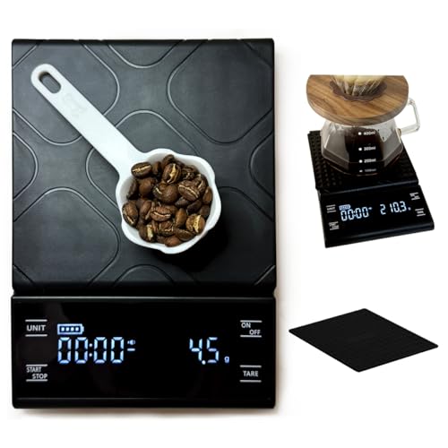 Aqualin LED Digital kaffeewaage,0,1g präziser hoher Präzision Kaffeewaage mit Timer,Espresso waage,Multifunktionale Küchen barista waage 3000 Gramm,Schwarz von Aqualin
